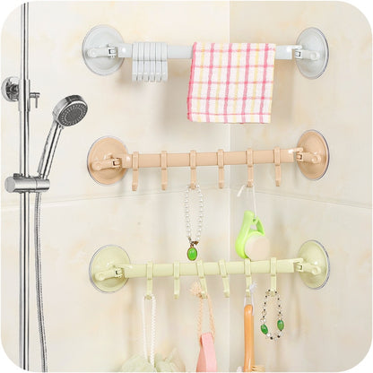 6 Hooks Movable Bathroom Hooks Plastic Suction Cup Kitchen Hanger